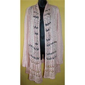 United States Sweaters 2x Peachy Pink Lightweight Sweater Cardigan Crocheted
